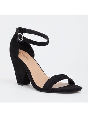 Torrid Black Ankle-Strap Faux Suede Cone Heel Sandals Size 8.5 Women’s Classic